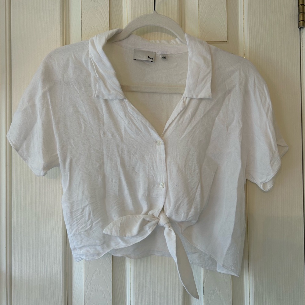 Wilfred White Button-Up Tie Front Blouse